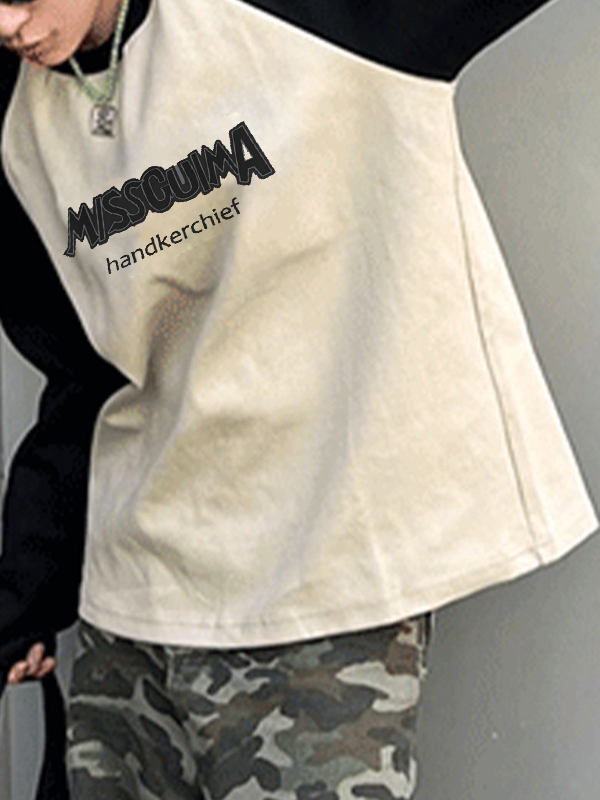 Men's Vintage Print Raglan Loose Long Sleeve Tee-1