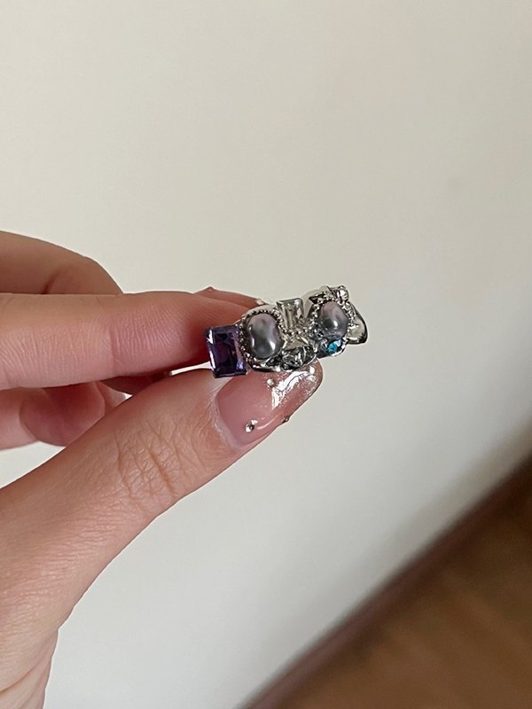 Vintage Irregular Faux Pearl Cuff Ring-5