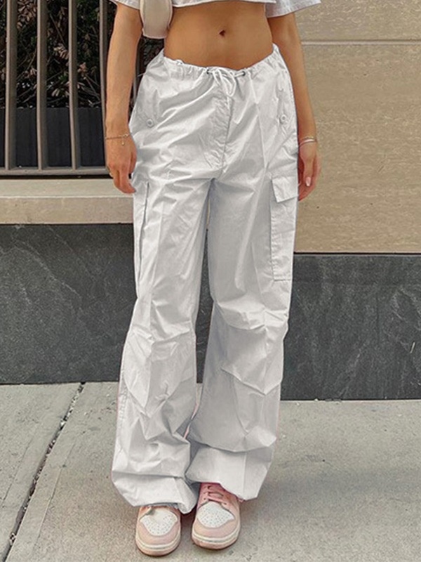 Drawstring Y2K Baggy Cargo Pants-3