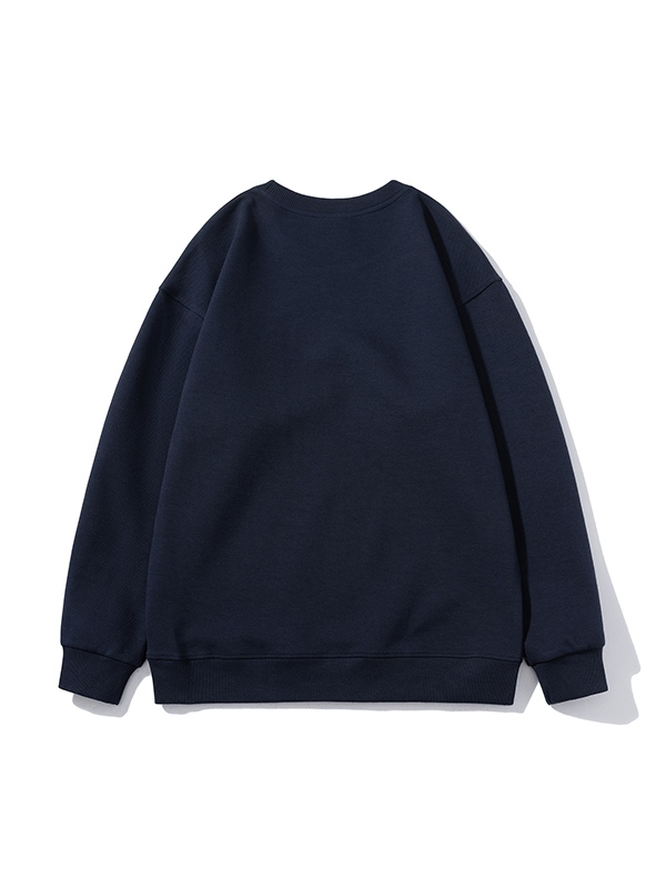 Men’s Solid Color Twill Crew Neck Sweatshirt-1