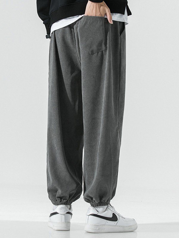 Men's Corduroy Loose Casual Jogger Pants-3
