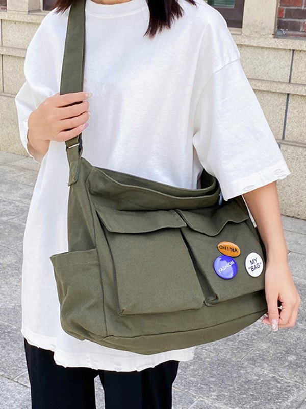 Badge Design Large Crossbody Bag-1