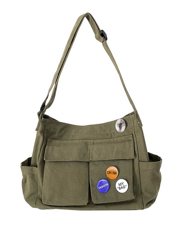 Badge Design Large Crossbody Bag-4