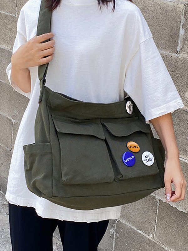 Badge Design Large Crossbody Bag-3