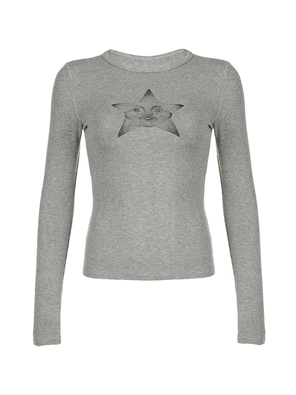 Adorable Star Print Slim Long Sleeve Knit-3